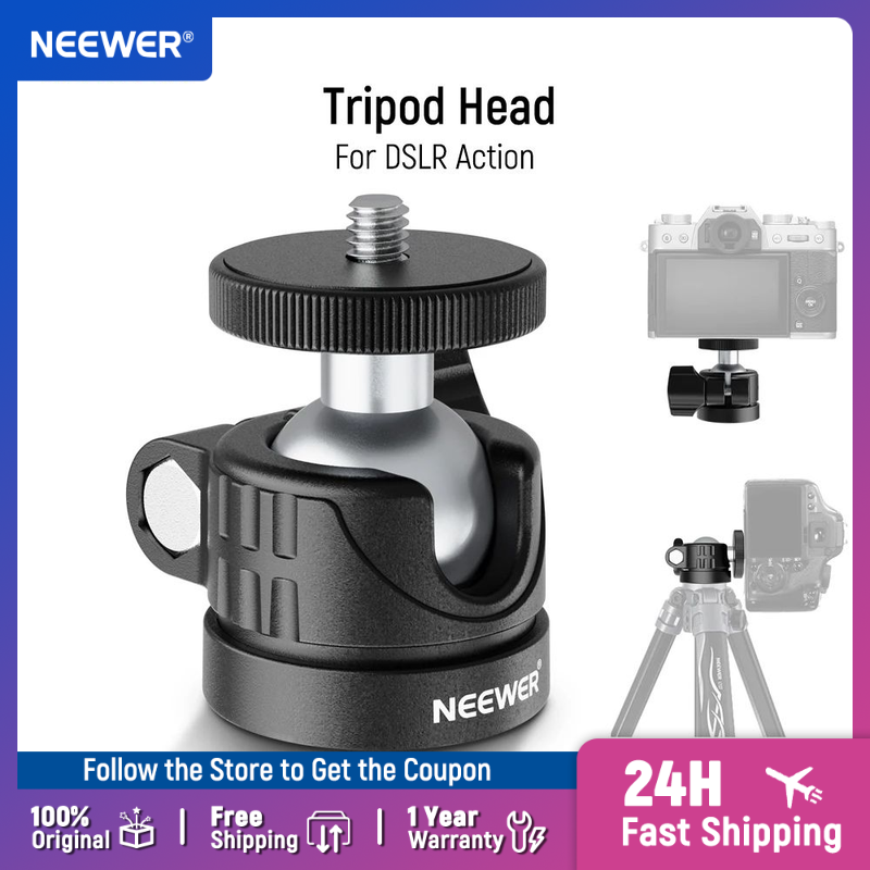 Photography Video Lighting Kit With Adjustable Tripod Stand - NEEWER رأس كروي صغير، محول تركيب