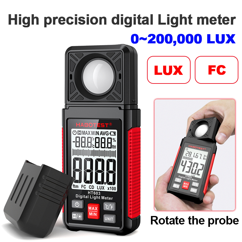 Photography Lighting For Indoor - مقياس الإضاءة الرقمي HT603 0~200,000 لوكس،