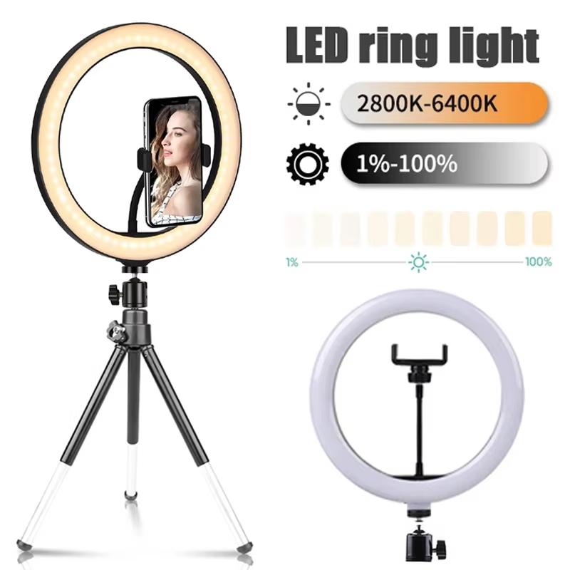 Photography Lighting Tool - إضاءة حلقية للسيلفي مقاس 10 بوصات،