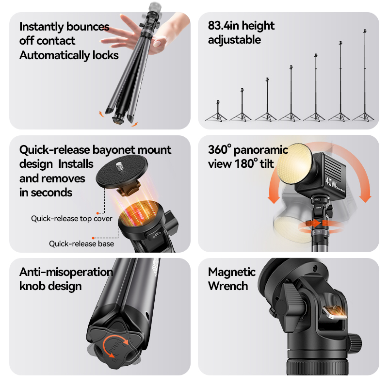 كومان MT68 بنقرة واحدة منبثقة  - مراجعة Photography Video Lighting Kit With Adjustable Tripod Stand وسعره