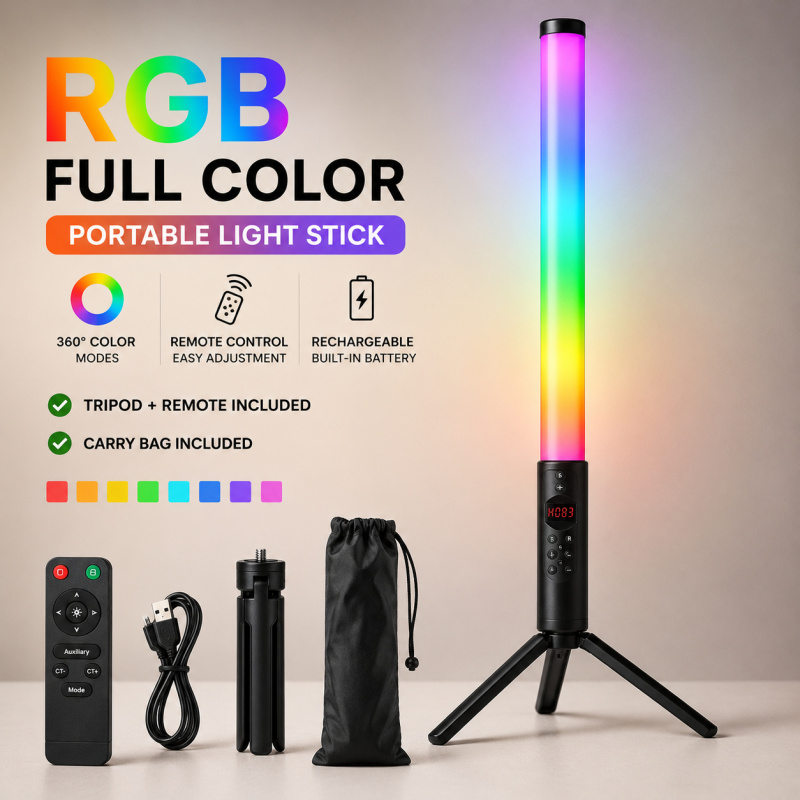 عصا إضاءة فيديو محمولة RGB، ضو - مراجعة Photography Lighting For Indoor وسعره