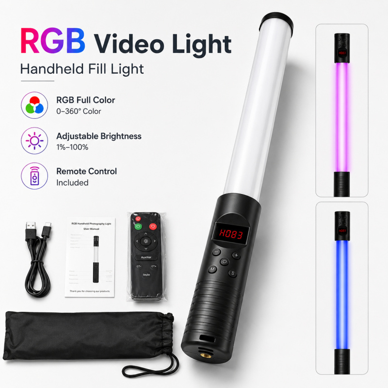 عصا إضاءة فيديو محمولة RGB، ضو - مراجعة Photography Lighting For Indoor وسعره