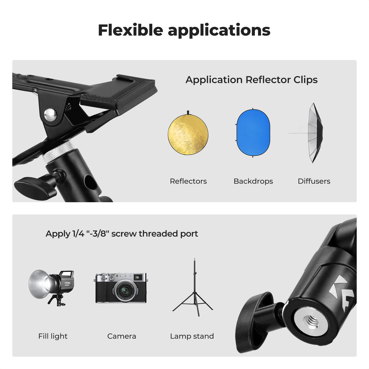 حامل مشبك عاكس الضوء من K&F CO - مراجعة Reflector Arm Clamp وسعره