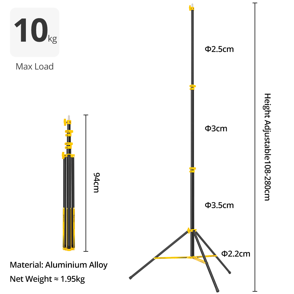 حامل إضاءة احترافي AMBITFUL GM - مراجعة Photography Video Lighting Kit With Adjustable Tripod Stand وسعره