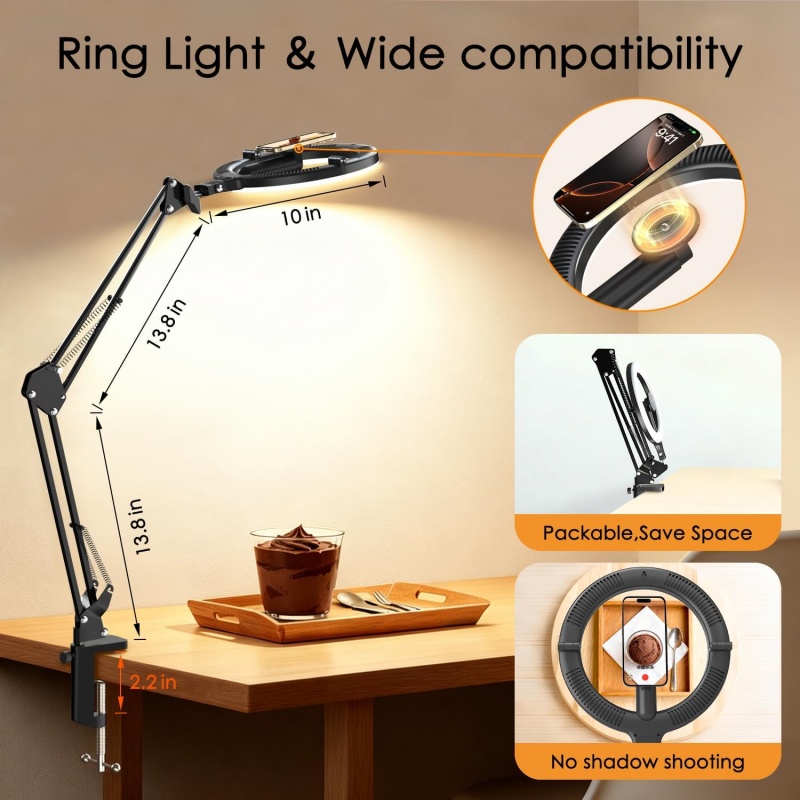 حامل هاتف مغناطيسي علوي مع إضا - مراجعة Photography Video Lighting Kit With Adjustable Tripod Stand وسعره