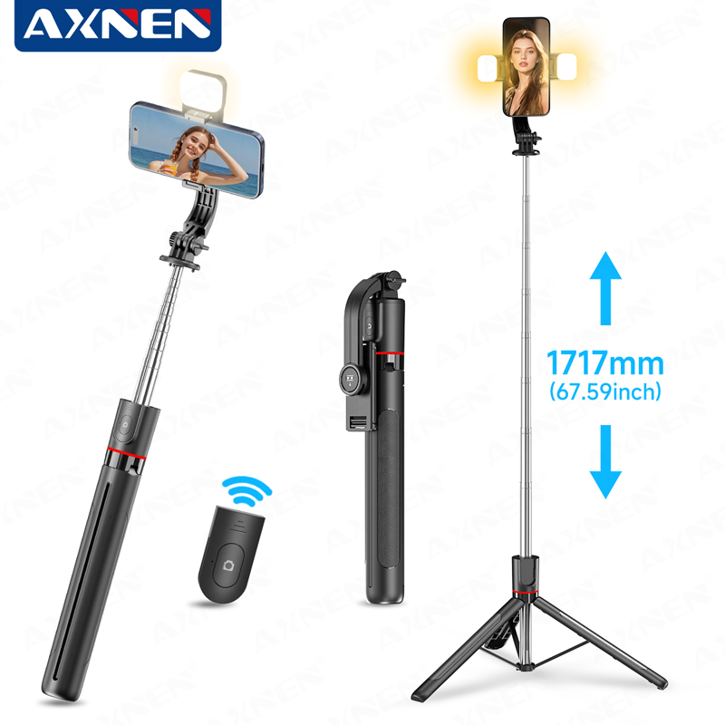 AXNEN F15 عصا سيلفي قابلة للتم - مراجعة Photography Video Lighting Kit With Adjustable Tripod Stand وسعره