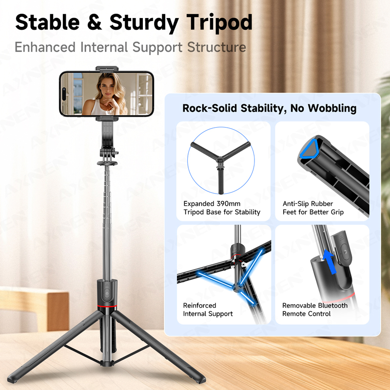AXNEN F15 عصا سيلفي قابلة للتم - مراجعة Photography Video Lighting Kit With Adjustable Tripod Stand وسعره
